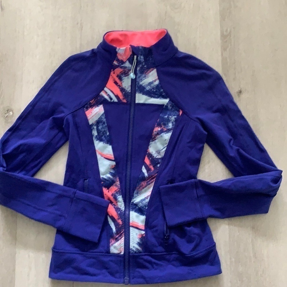 Ivivva Girls Purple Printed Full Zip Athletic Jacket Size 10 Thumbholes